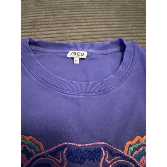 Kenzo Paris Tiger Embroidered Pullover Sweatshirt Black Gold Tiger Red Print XL - Picture 5 of 11